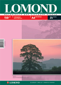 Фотобумага LOMOND формат А4, 150 г/м2, 25 листов в пачке, для струйной печати, односторонняя глянцевая (0102043)
